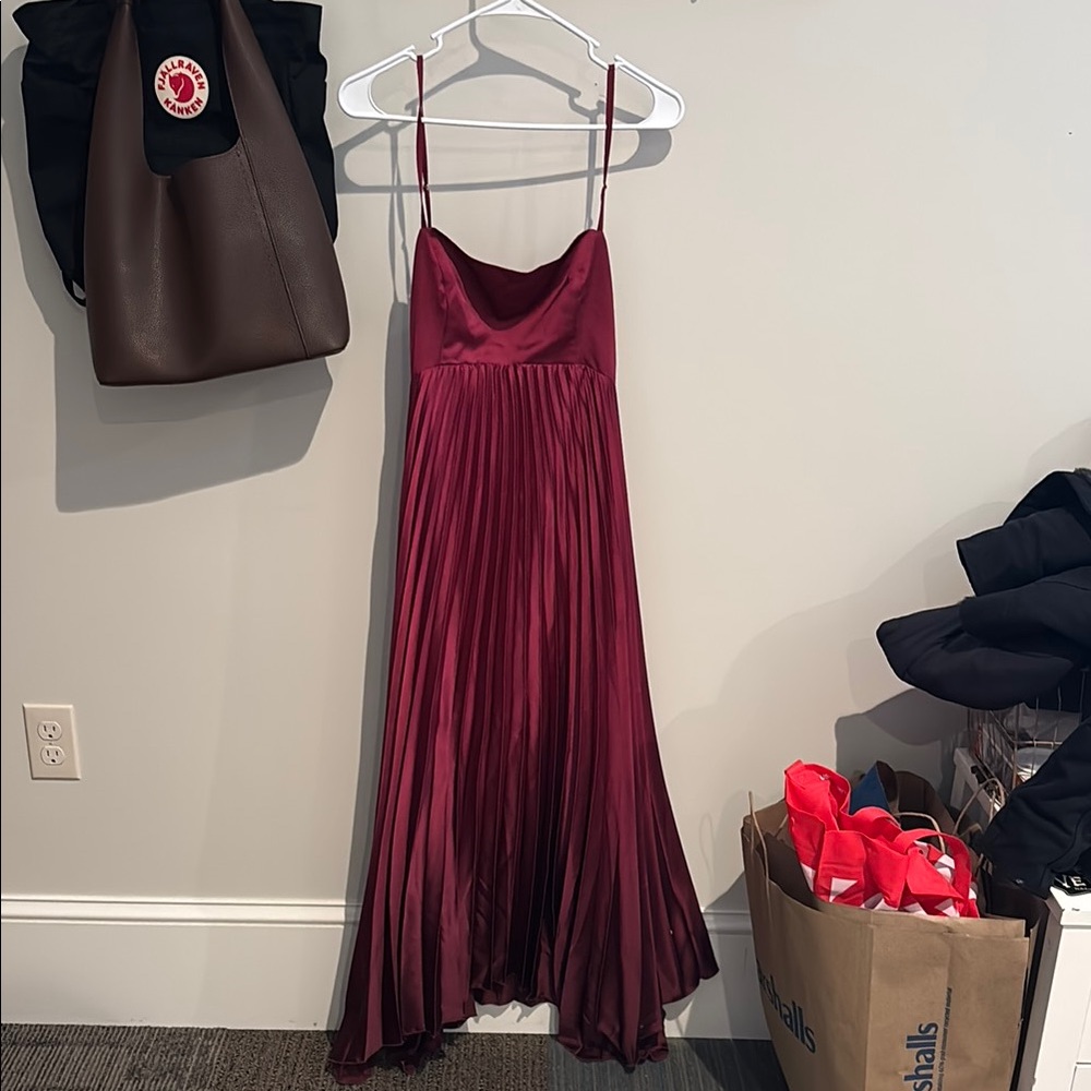 Abercrombie & Fitch Red Pleated Maxi Sundress
